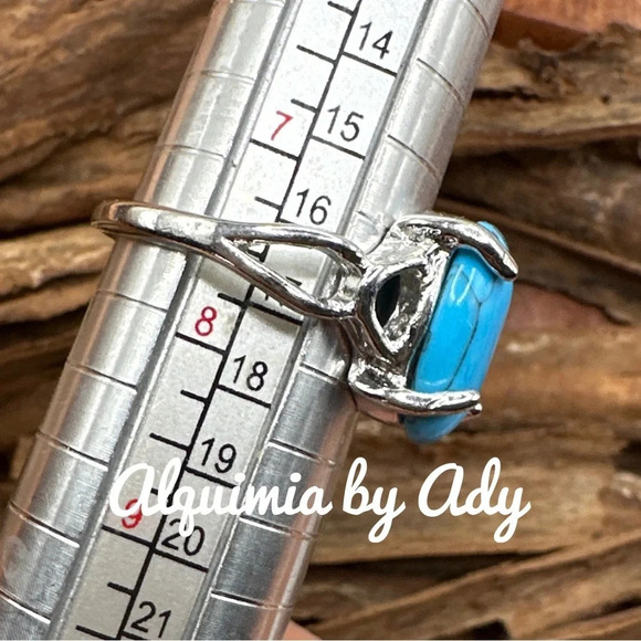 Turquoise  western ring in silver/protection and peace healing crystal - Picture 3 of 8